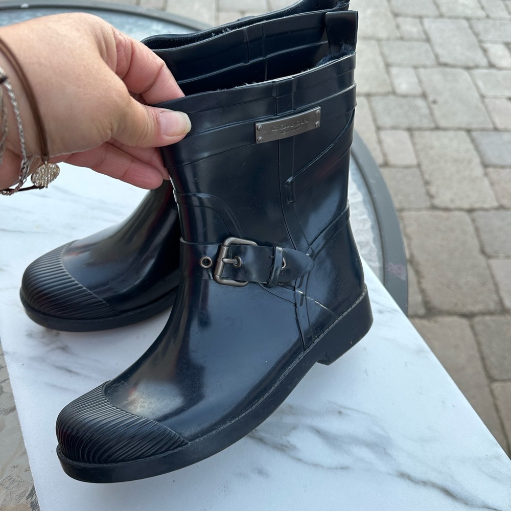 Women's Coach   rain Booties Black size 5